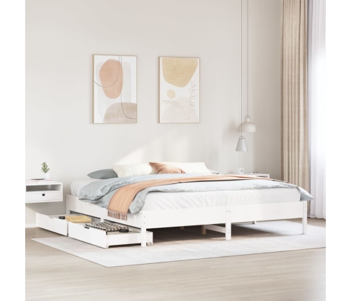 Estructura de cama sin colchón madera maciza blanca 200x200 cm