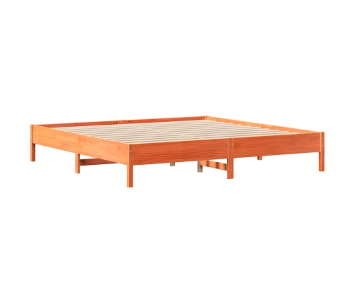 Cama sin colchón madera maciza de pino marrón cera 200x200 cm