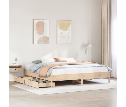 Estructura de cama sin colchón madera maciza de pino 180x200 cm