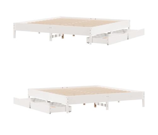 Cama sin colchón madera maciza de pino blanca 180x200 cm