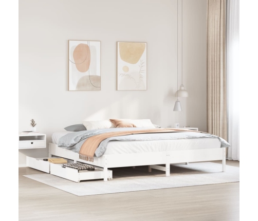 Cama sin colchón madera maciza de pino blanca 180x200 cm