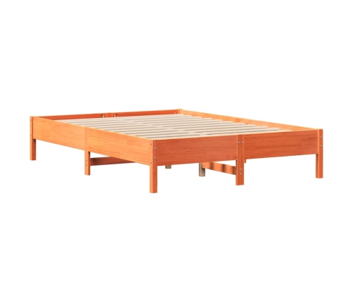 Cama sin colchón madera maciza de pino marrón cera 160x200 cm