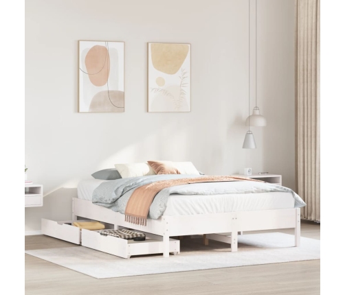 Estructura de cama sin colchón madera de pino blanca 120x200 cm