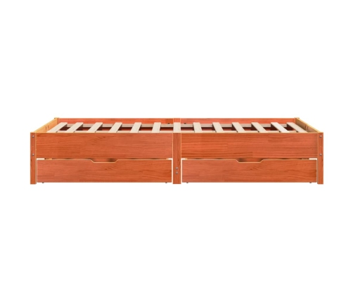 Cama sin colchón madera maciza de pino marrón cera 120x200 cm