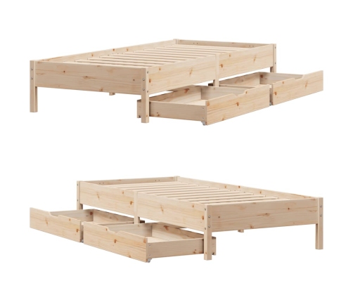 Estructura de cama sin colchón madera maciza de pino 100x200 cm