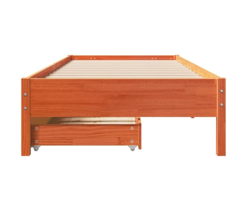 Cama sin colchón madera maciza de pino marrón cera 100x200 cm