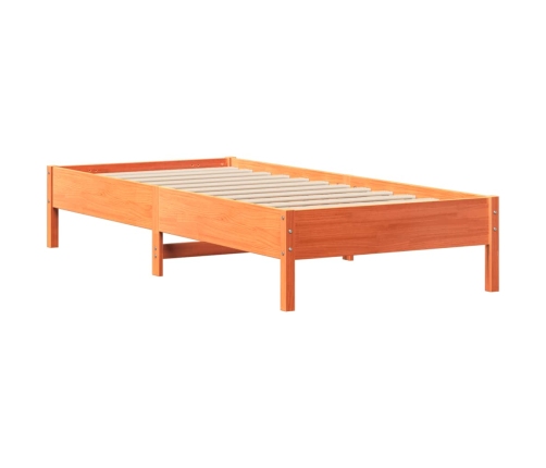 Cama sin colchón madera maciza de pino marrón cera 100x200 cm