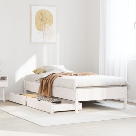 Estructura de cama sin colchón madera de pino blanca 90x200 cm