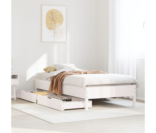 Estructura de cama sin colchón madera de pino blanca 90x200 cm