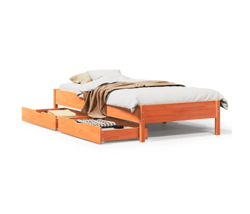Estructura de cama sin colchón madera de pino marrón 90x200 cm