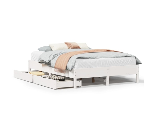 Estructura de cama sin colchón madera de pino blanca 140x190 cm