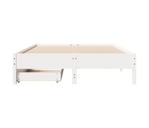 Estructura de cama sin colchón madera de pino blanca 140x190 cm