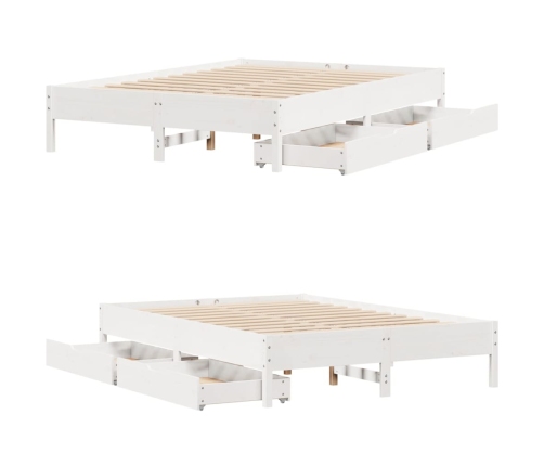 Estructura de cama sin colchón madera de pino blanca 140x190 cm