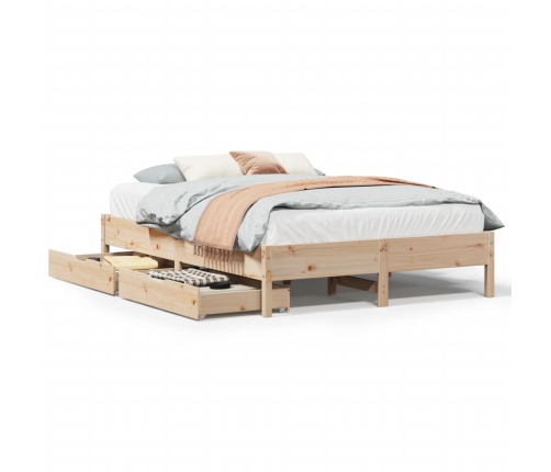 Estructura de cama sin colchón madera maciza de pino 135x190 cm