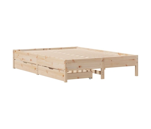 Estructura de cama sin colchón madera maciza de pino 135x190 cm