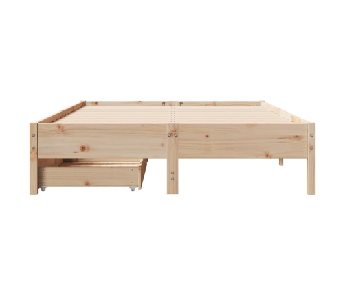 Estructura de cama sin colchón madera maciza de pino 135x190 cm