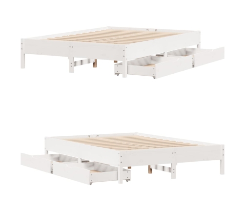 Estructura de cama sin colchón madera de pino blanco 135x190 cm