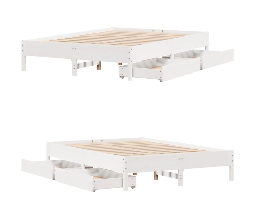 Estructura de cama sin colchón madera maciza blanca 120x190 cm