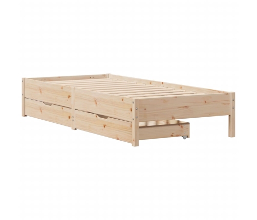 Estructura de cama sin colchón madera maciza de pino 90x190 cm