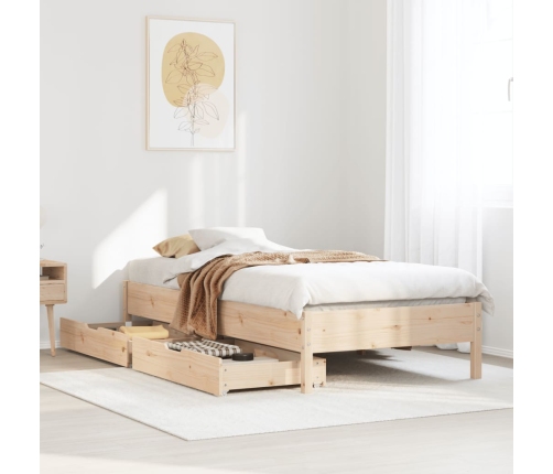 Estructura de cama sin colchón madera maciza de pino 90x190 cm