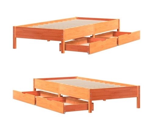 Estructura de cama sin colchón madera maciza marrón 90x190 cm