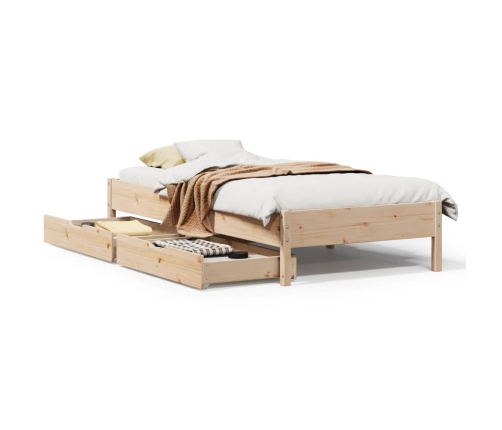 Estructura de cama sin colchón madera maciza pino 75x190 cm