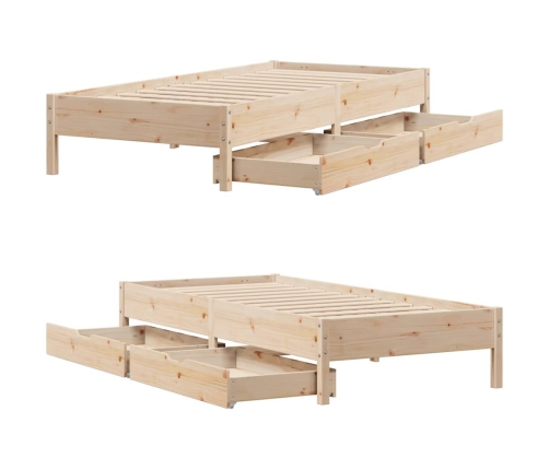 Estructura de cama sin colchón madera maciza pino 75x190 cm