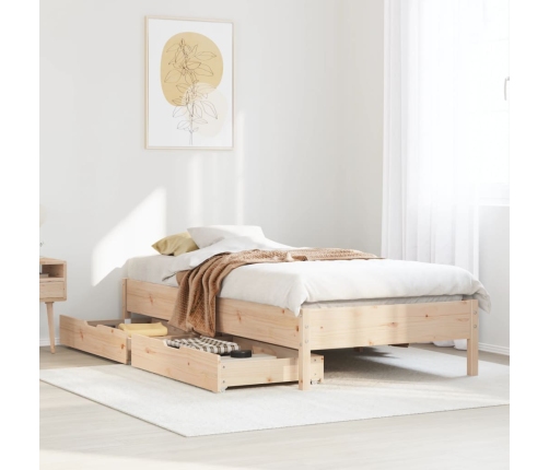 Estructura de cama sin colchón madera maciza pino 75x190 cm