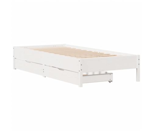 Estructura de cama sin colchón madera maciza blanca 75x190 cm