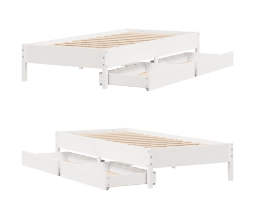 Estructura de cama sin colchón madera maciza blanca 75x190 cm