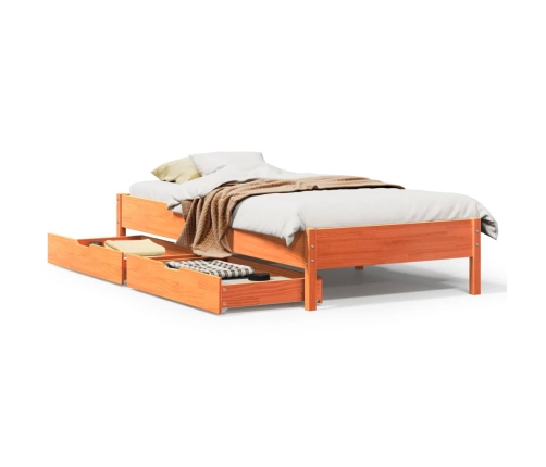 Estructura de cama sin colchón madera maciza marrón 75x190 cm