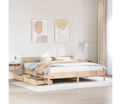 Estructura de cama sin colchón madera maciza de pino 200x200 cm