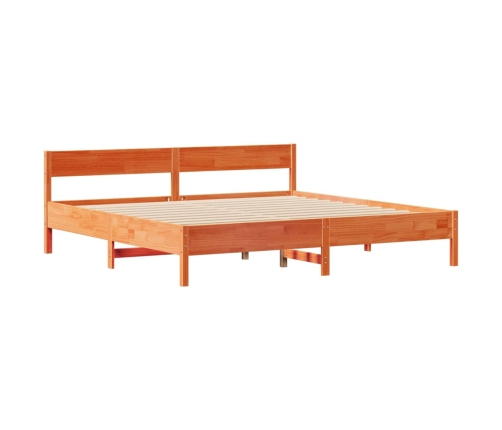 Cama sin colchón madera maciza de pino marrón cera 200x200 cm