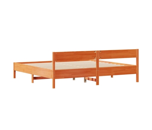 Cama sin colchón madera maciza de pino marrón cera 200x200 cm