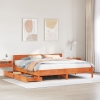 Cama sin colchón madera maciza de pino marrón cera 200x200 cm