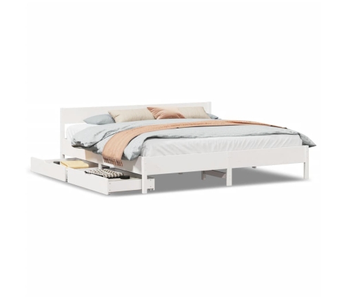 Cama sin colchón madera maciza de pino blanca 180x200 cm