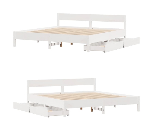 Cama sin colchón madera maciza de pino blanca 180x200 cm