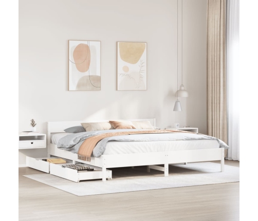 Cama sin colchón madera maciza de pino blanca 180x200 cm