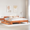 Cama sin colchón madera maciza de pino marrón cera 180x200 cm