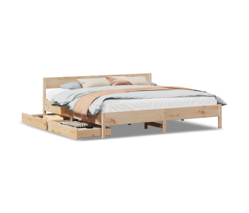 Estructura de cama sin colchón madera maciza de pino 160x200 cm