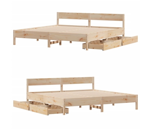 Estructura de cama sin colchón madera maciza de pino 160x200 cm