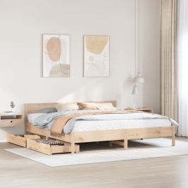 Estructura de cama sin colchón madera maciza de pino 160x200 cm