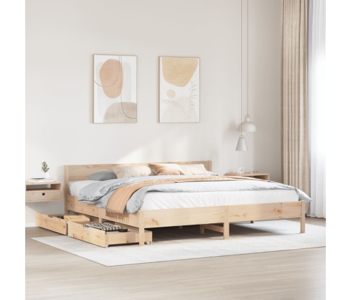 Estructura de cama sin colchón madera maciza de pino 160x200 cm