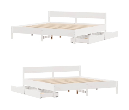 Estructura de cama sin colchón madera maciza de pino 160x200 cm