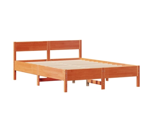 Cama sin colchón madera maciza pino marrón cera 150x200 cm