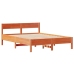 Cama sin colchón madera maciza pino marrón cera 150x200 cm