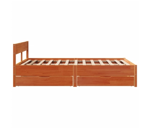 Cama sin colchón madera maciza pino marrón cera 150x200 cm