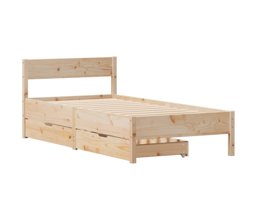 Estructura de cama sin colchón madera maciza de pino 100x200 cm