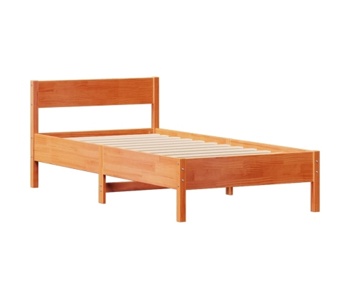 Cama sin colchón madera maciza de pino marrón cera 100x200 cm