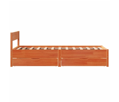 Cama sin colchón madera maciza de pino marrón cera 100x200 cm